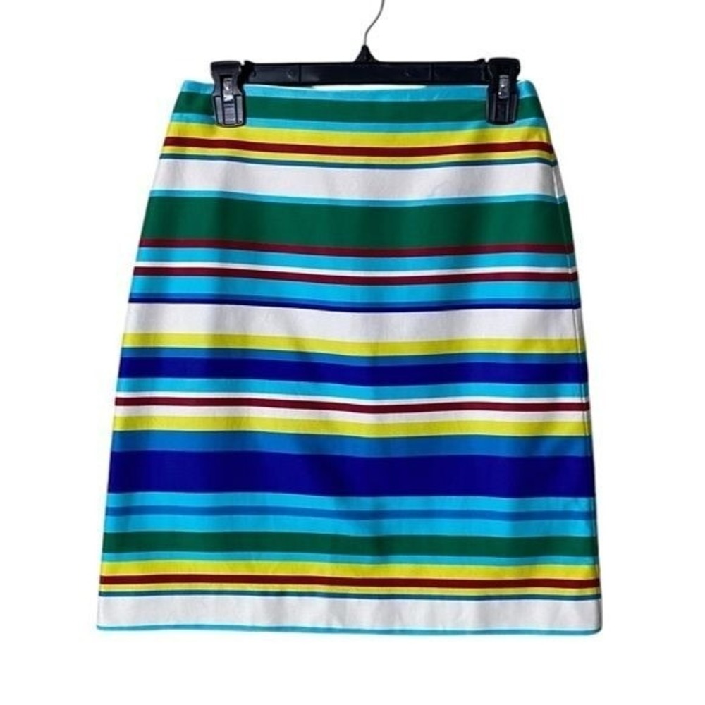 Talbots Mini Skirt 2P Colorful Festival Artsy Retro Rainbow Striped Indie Preppy